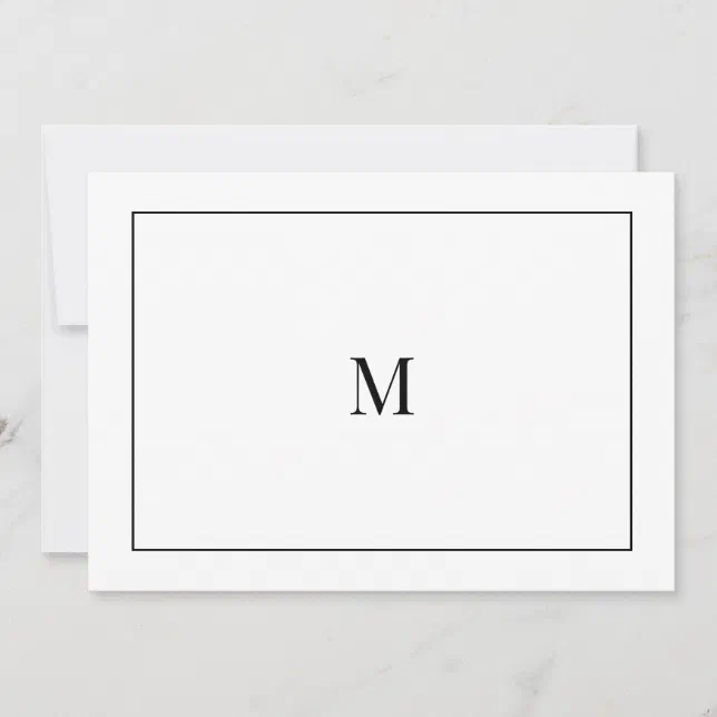 Elegant Black and White Monogram Note Card | Zazzle