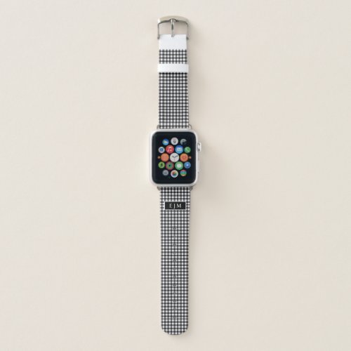 Elegant Black and White Monogram Pattern Apple Watch Band