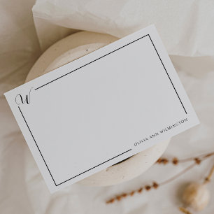 Elegant Black and White Monogram Personalized Note Card