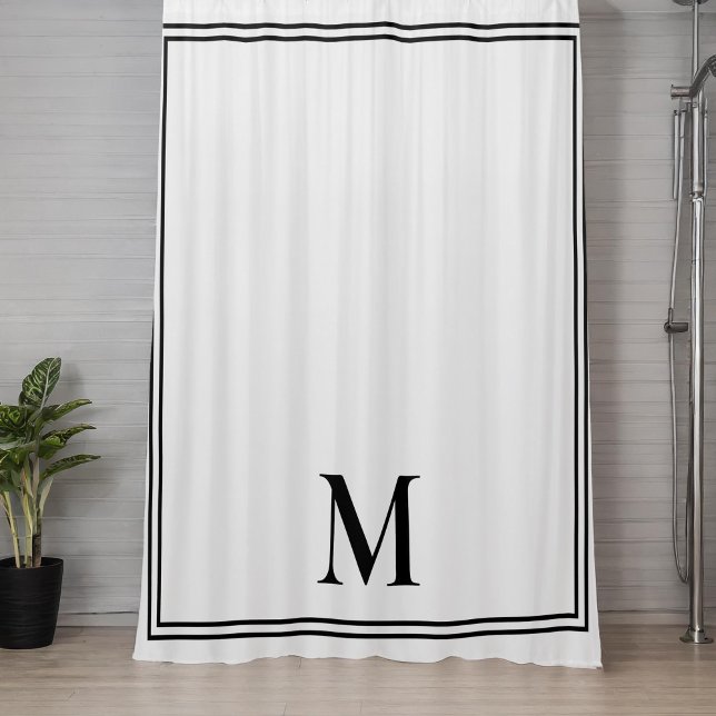 Elegant Black and White Monogram Shower Curtain (Creator Uploaded)