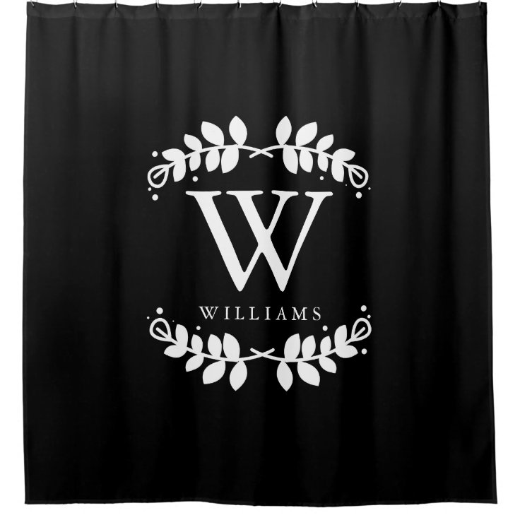 Elegant Black and White Monogram Shower Curtain Zazzle