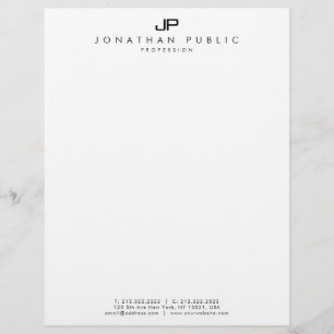 Elegant Black And White Monogram Simple Template Letterhead