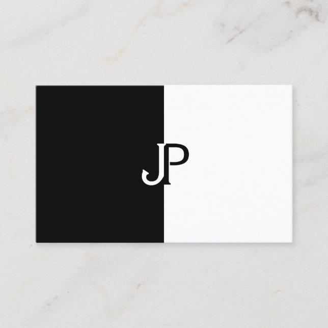Elegant Black And White Monogram Template Modern Business Card (Front)