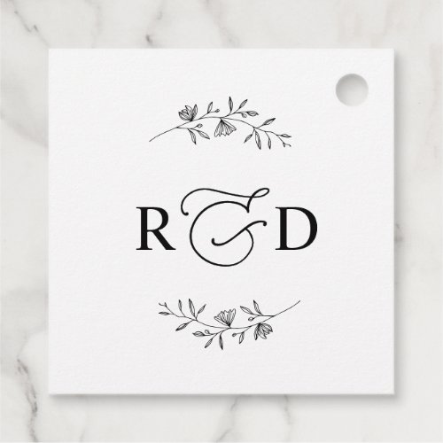 Elegant Black and White Monogram Thank You Favor Tags