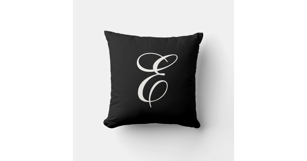 Elegant Black and White Monogram Throw Pillow Zazzle