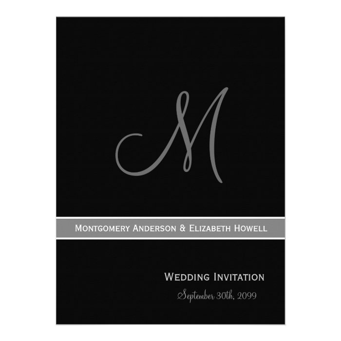 Elegant Black and White Monogram Wedding Invitations