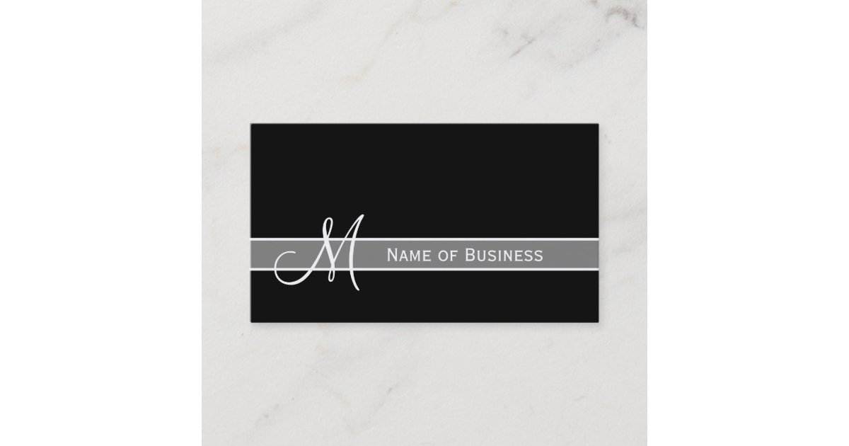 Elegant Black and White Monogram With Name Business Card | Zazzle