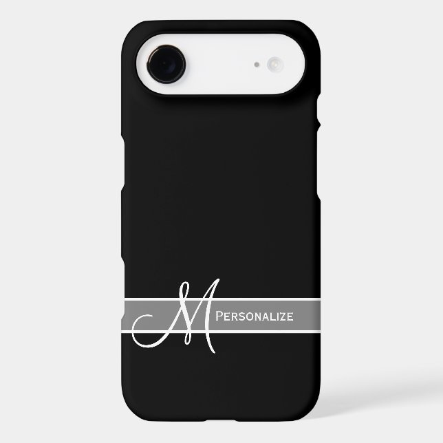 Elegant Black and White Monogram With Name Case-Mate iPhone Case (Back)