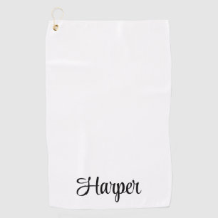 Elegant Black and White Monogrammed Professional Golf Towel