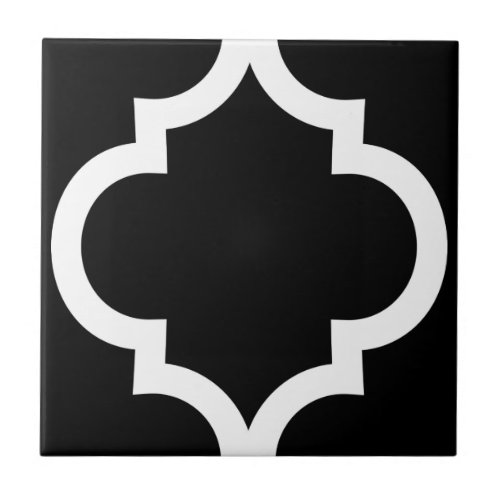 Elegant black and white moroccan quatrefoil tile