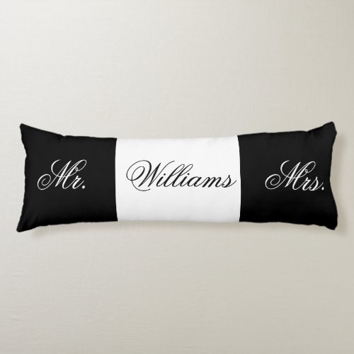 Elegant Black and White Mr and Mrs Body Pillow