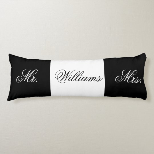 Elegant Black and White Mr. and Mrs. Body Pillow