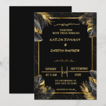Elegant Black and White Muslim Wedding Invitation
