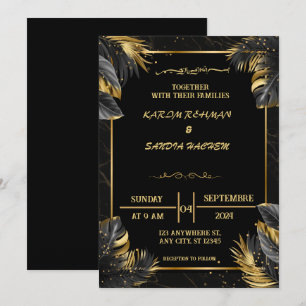 Elegant Black and White Muslim Wedding Invitation