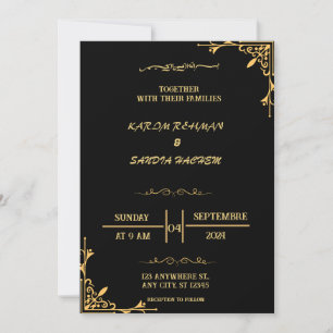 Elegant Black and White Muslim Wedding Invitation