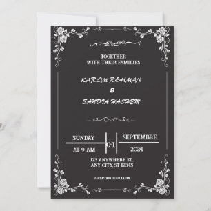 Elegant Black and White Muslim Wedding Invitation