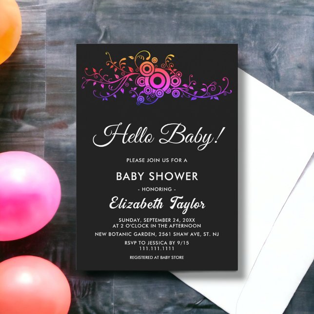Elegant Black And White Neon Fall Baby Shower Invitation (Creator Uploaded)