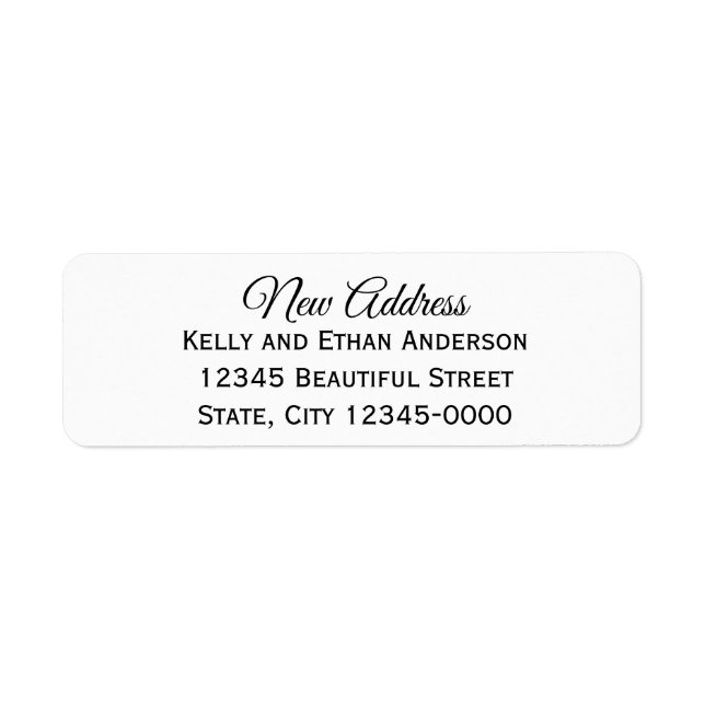 Elegant Black and White New Address Label (Front)