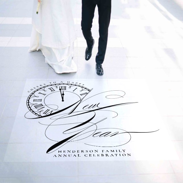 Elegant Black and White New Year Floor Decals (Wedding)