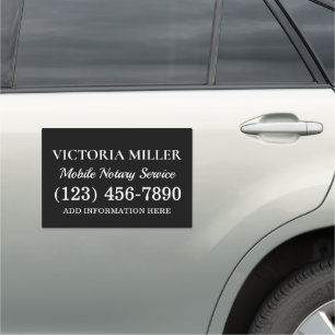 Elegant Black and White Notary Service Custom Car Magnet