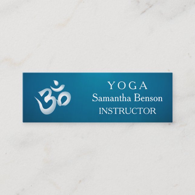 Elegant Black and White OM Symbol Yoga Instructor Mini Business Card (Front)