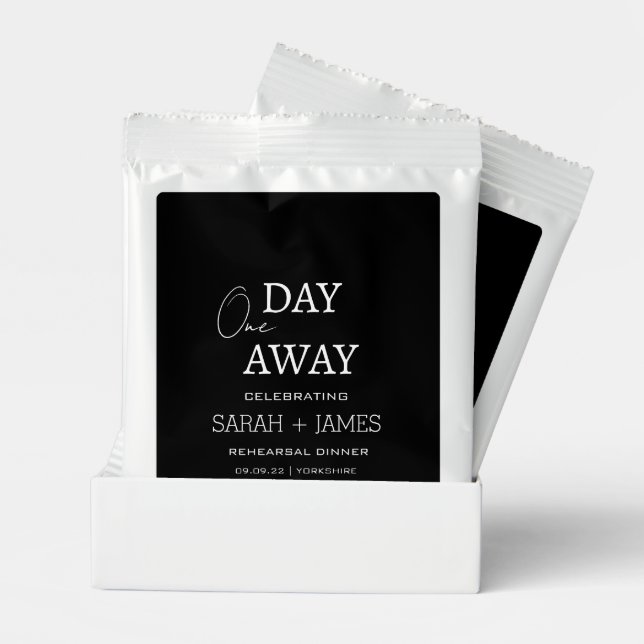 Elegant Black and White One Day Away Wedding Favor Margarita Drink Mix (Pair)
