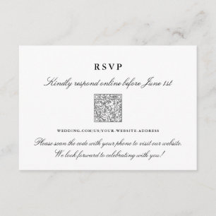Elegant Black and White online RSVP QR code Enclosure Card