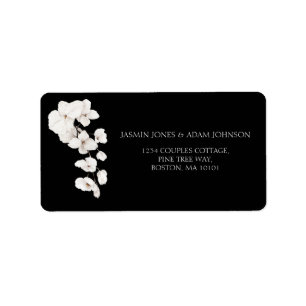 Elegant Black and White Orchid Wedding Label