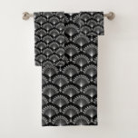 Elegant black and white ornament in art Deco style Bath Towel Set