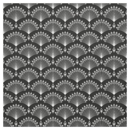 Elegant black and white ornament in art Deco style Fabric