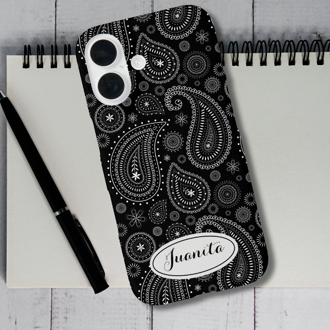 Elegant Black and White Paisley – Retro Eastern Case-Mate iPhone Case (Creator Uploaded)