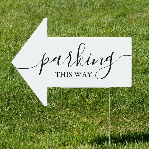 Elegant Black and White Parking This Way Arrow Sign