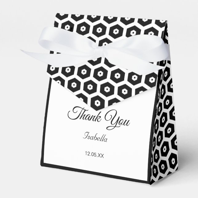 Elegant Black and White Party Favor Box (Front Side)