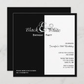 Elegant Black and White Party Invitation (Front/Back)