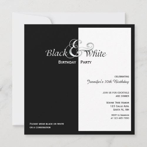 Elegant Black and White Party Invitation