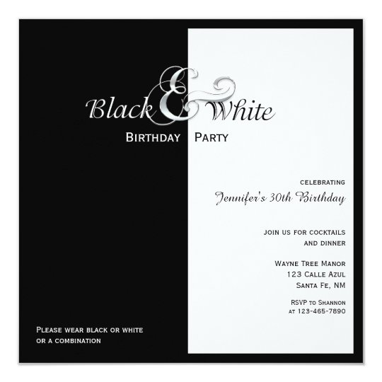 Black And White Party Invitations 2