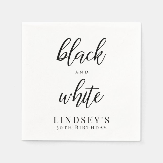 Elegant Black and White Party Napkins (Front)