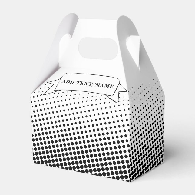 Elegant Black and White Pattern Custom Name Favor Boxes (Front Side)