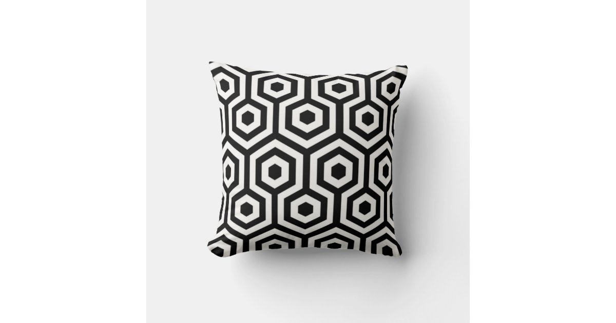 Elegant Black and White Pattern Pillow Zazzle