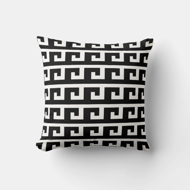 Elegant Black and White Pattern Throw Pillow (Front)