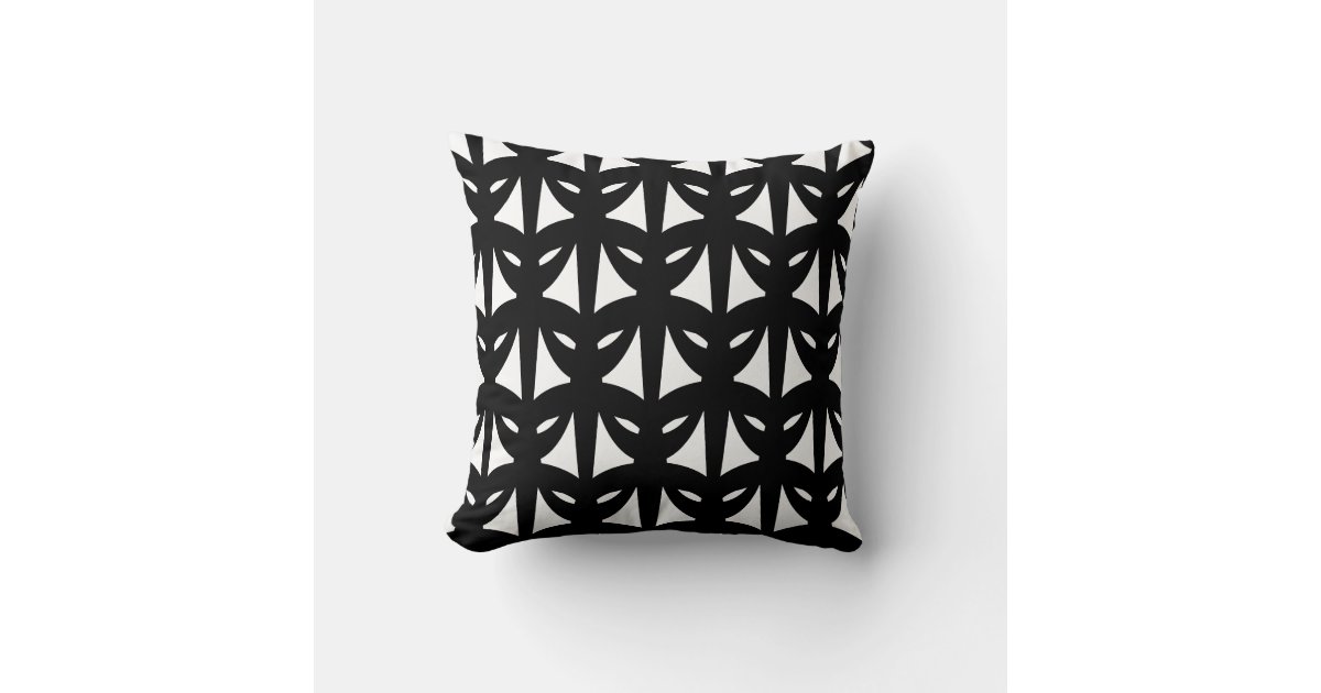Elegant Black and White Pattern Throw Pillow Zazzle