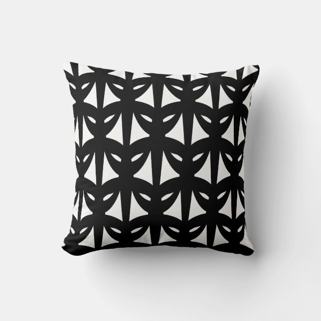 Elegant Black and White Pattern Throw Pillow (Front)