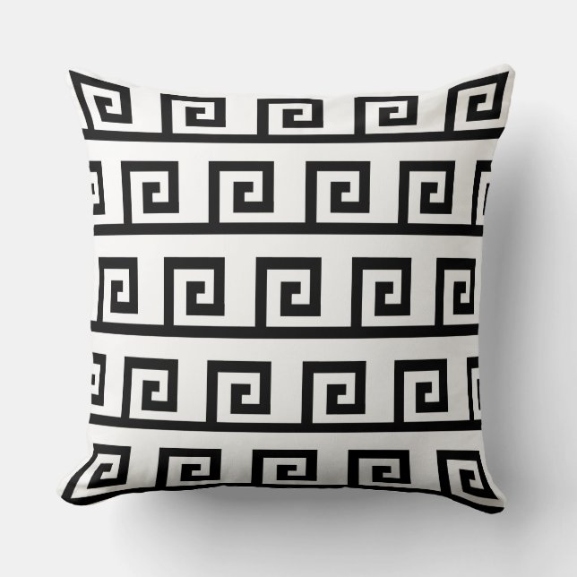 Elegant Black and White Pattern Throw Pillow (Front)