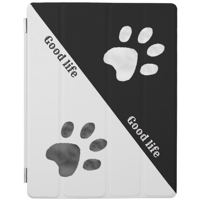 Elegant Black and White Paws iPad Smart Cover (Front)