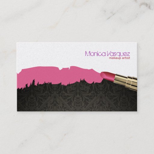 Customizable Elegant Black and White Pearl Makeup Artist Business Card Template