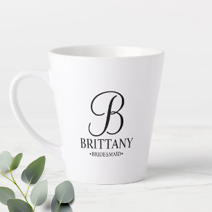 Elegant Black and White Personalized Bridesmaid Co Latte Mug