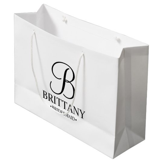 Elegant Black And White Personalized Bridesmaid Large Gift Bag