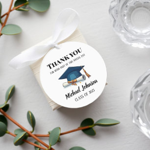 Elegant Black and White Personalized Graduation La Labels