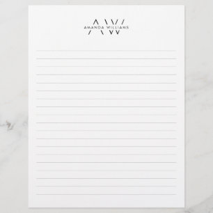 Elegant Black and White Personalized Monogram Letterhead