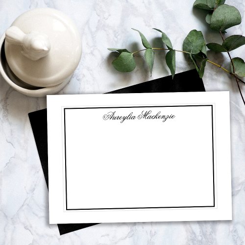 Elegant Black and White Personalized Note Card